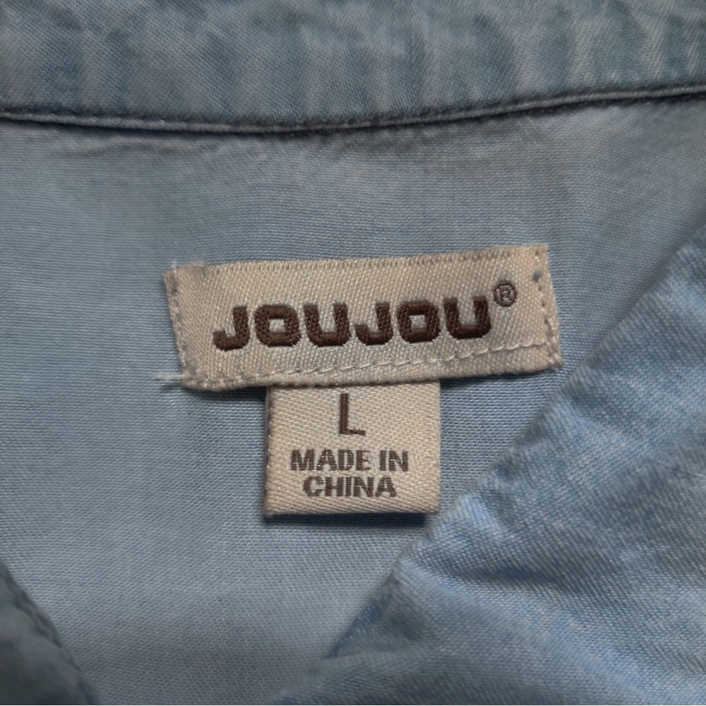 Jou Jou Light Blue Sleeveless Mini Denim Shirt Dress - Picture 2 of 5